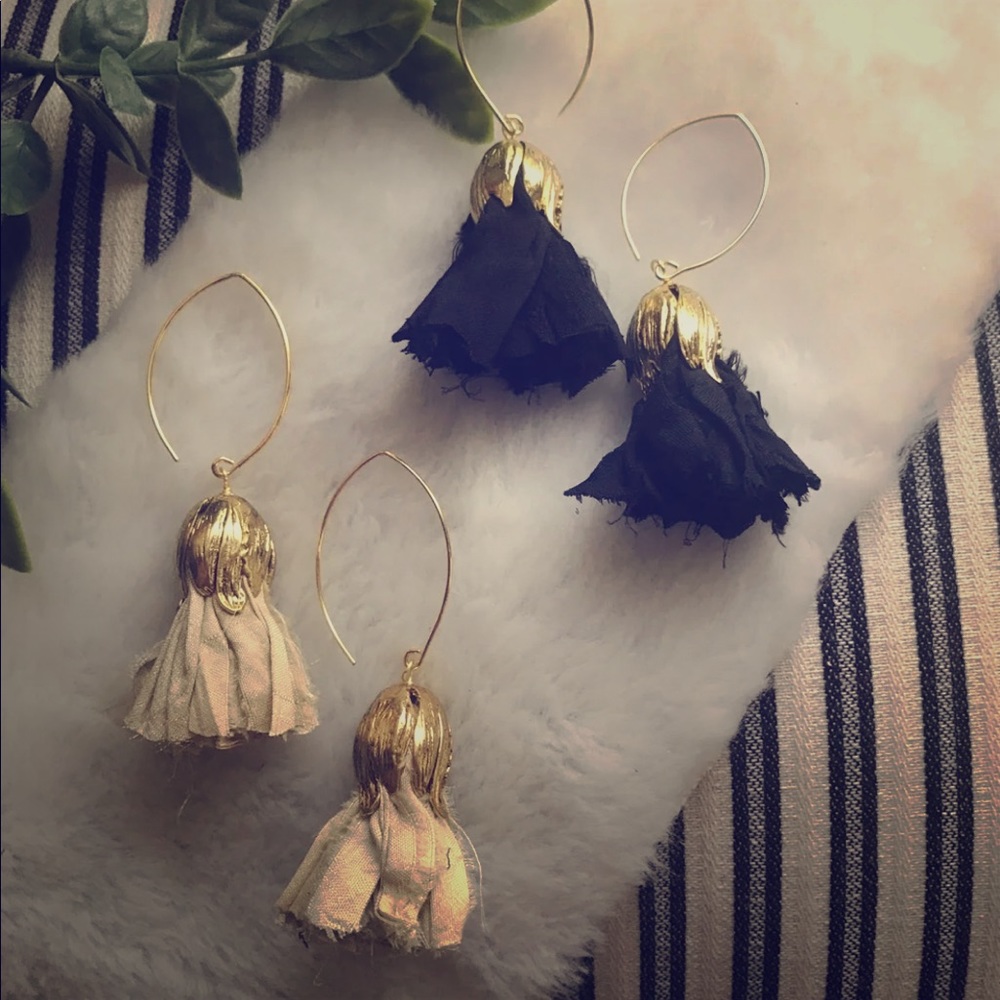 TWO PAIR Fabric Tassel Earrings